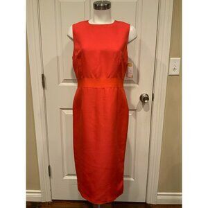 Giambattista Valli Red 100% Silk Sleeveless Sheath Dress, Size 8 (US) 44 (IT)